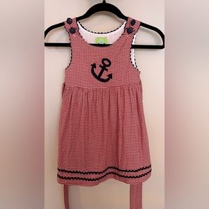 Jelly Beans Little Girls Red & White Checkered Nautical Anchor Dress Size 4T